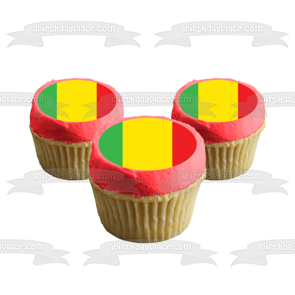 Flag of Mali Green Yellow Red Stripes Edible Cake Topper Image ABPID13346