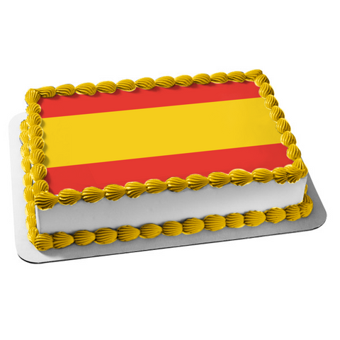 Flag of Spain Red Yellow Stripes Edible Cake Topper Image ABPID13538