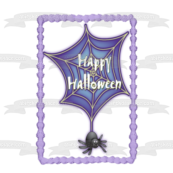 Happy Halloween Spider Web Edible Cake Topper Image ABPID13360