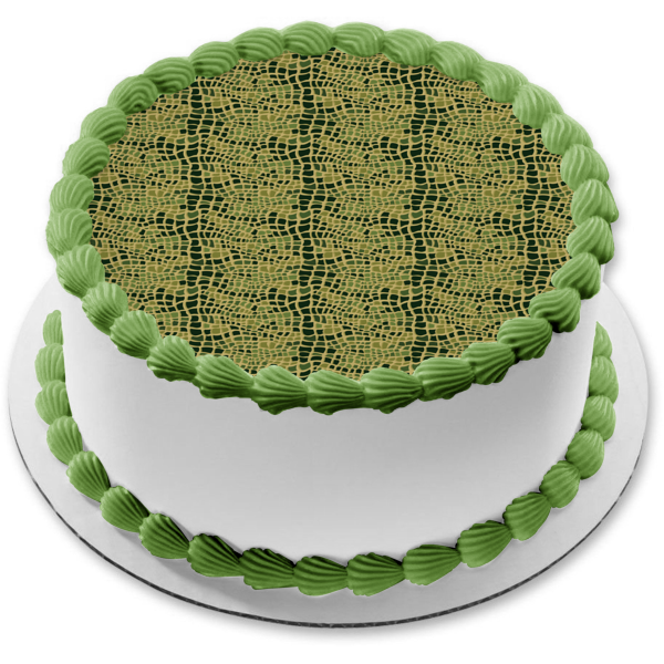 Stained Glass Motif Green Brown Edible Cake Topper Image ABPID13361
