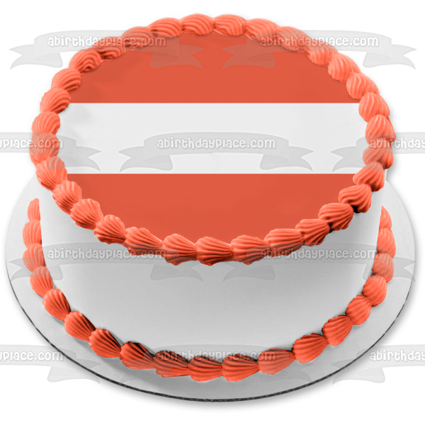 Flag of Austria Red White Red Horizontal Stripes Edible Cake Topper Image ABPID13547
