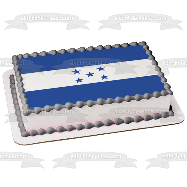 Honduras Flag Blue White Horizontal Stripes X Shaped Stars Edible Cake Topper Image ABPID13553