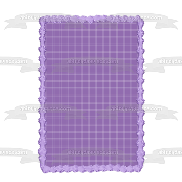 Plaid Pattern Purple White Edible Cake Topper Image ABPID13370