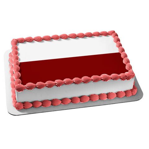 Flag of Poland White Red Stripes Edible Cake Topper Image ABPID13554