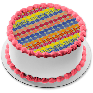 Diagonal Easter Eggs Pattern Yellow Blue Pink Edible Cake Topper Image ABPID13564