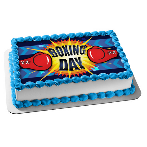 Boxing Day Sports Boxing Gloves Edible Cake Topper Image ABPID13570