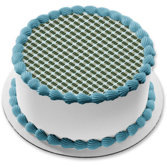 Grey and Green Circles Pattern Blue Background Edible Cake Topper Image ABPID13395