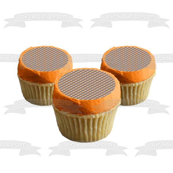 Diagonal Plaid Pattern Orange White Black Edible Cake Topper Image ABPID13398