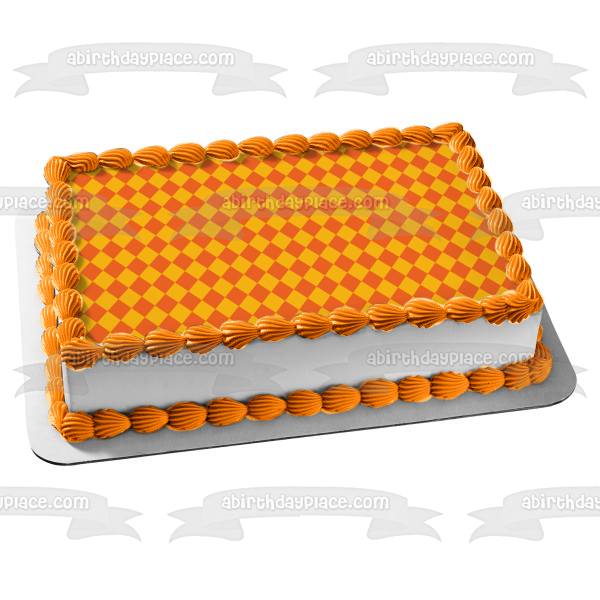Diamond Pattern Yellow Orange Edible Cake Topper Image ABPID13588