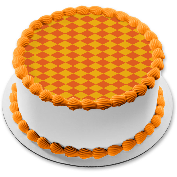 Diamond Pattern Yellow Orange Edible Cake Topper Image ABPID13588