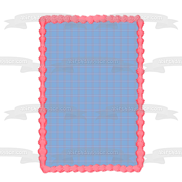 Blue Plaid Pattern Edible Cake Topper Image ABPID13590
