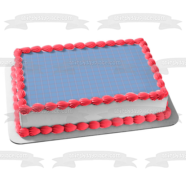 Blue Plaid Pattern Edible Cake Topper Image ABPID13590