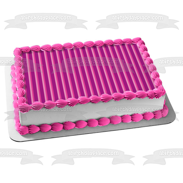 Horizontal Stripes Pattern Purple Pink Stripes Edible Cake Topper Image ABPID13406