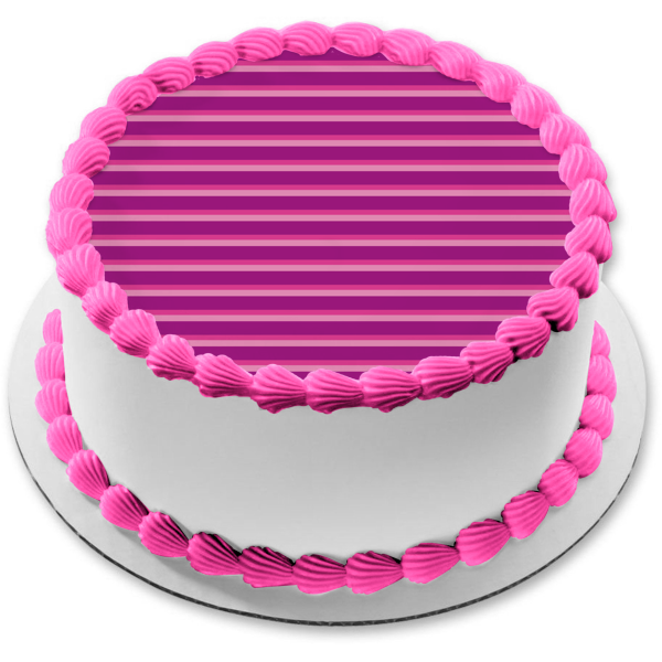 Horizontal Stripes Pattern Purple Pink Stripes Edible Cake Topper Image ABPID13406