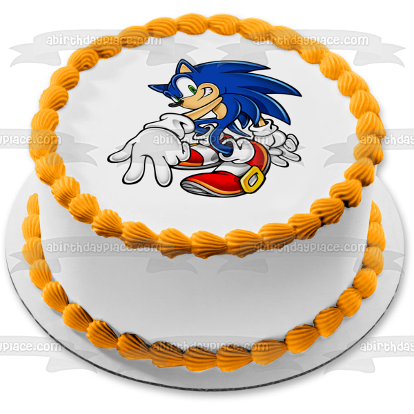 Sonic the Hedgehog Giving Peace Signs Edible Cake Topper Image ABPID13649
