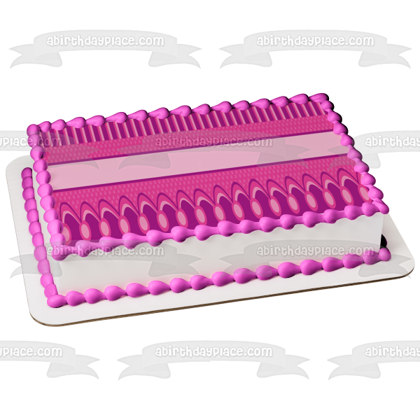 Pink and Purple Stripes and Hearts Pattern Edible Cake Topper Image ABPID13436