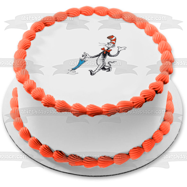 Dr. Seuss The Cat in the Hat Blue Umbrella Edible Cake Topper Image ABPID14800