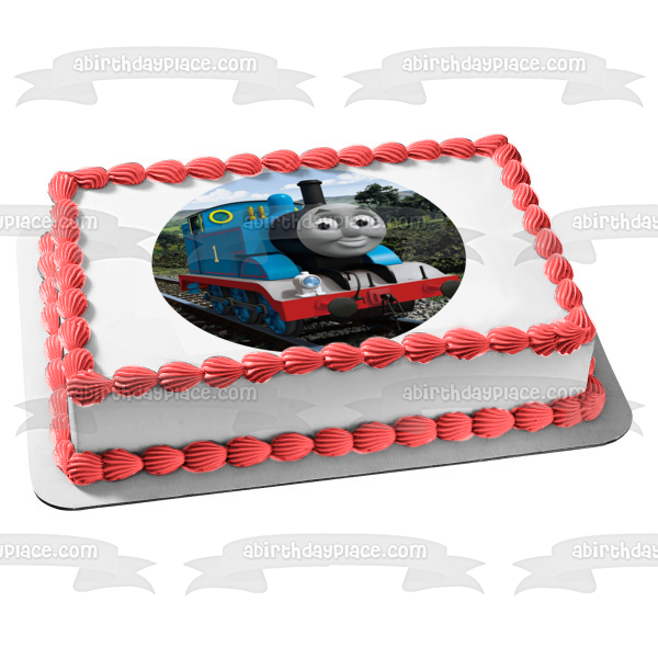 Thomas the Tank Engine Blue Sky Background Edible Cake Topper Image ABPID14988