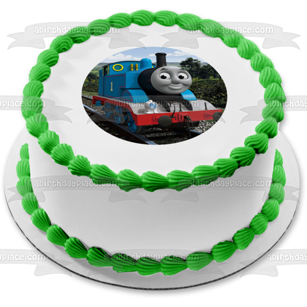 Thomas the Tank Engine Blue Sky Background Edible Cake Topper Image ABPID14988