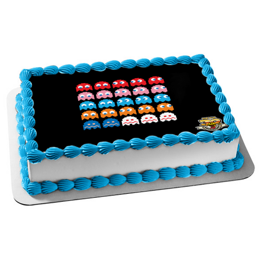 Pac-Man 30 aniversario fantasmas Inky Pinky Blinky Clyde decoración comestible para tarta imagen ABPID14993 