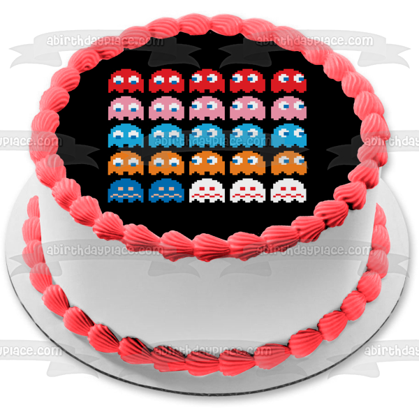 Pac-Man 30th Anniversary Ghosts Inky Pinky Blinky Clyde Edible Cake Topper Image ABPID14993