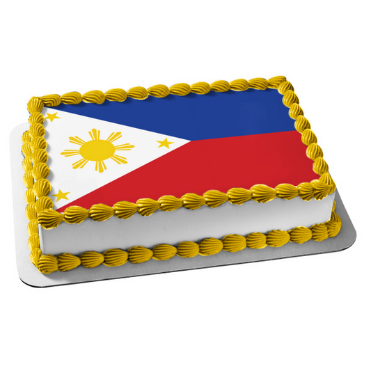 Flag of the Philippines Red Blue White Yellow Edible Cake Topper Image ABPID13449