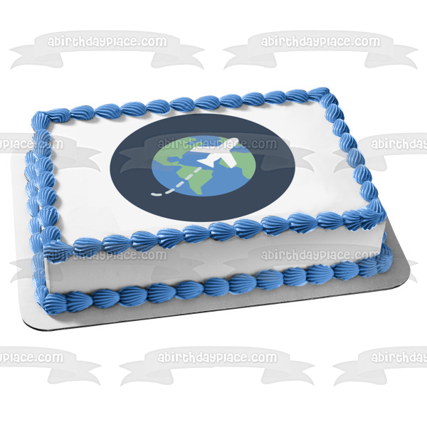 Space Travel Earth Spaceship Edible Cake Topper Image ABPID15005