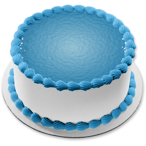 Blue Water Pattern White Edges Edible Cake Topper Image ABPID13453
