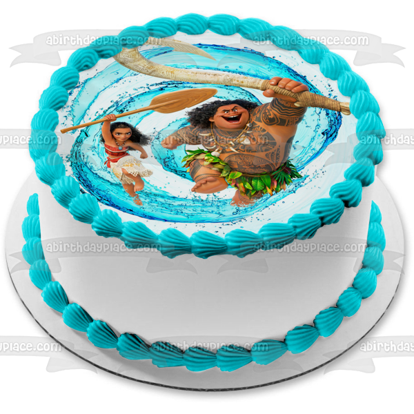 Disney Moana Maui Water Swirl Background Edible Cake Topper Image ABPID15013