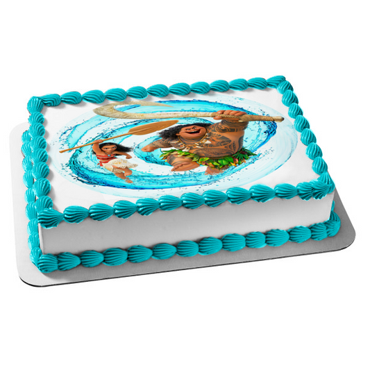 Disney Moana Maui Fondo de remolino de agua Imagen comestible para decoración de tarta ABPID15013 