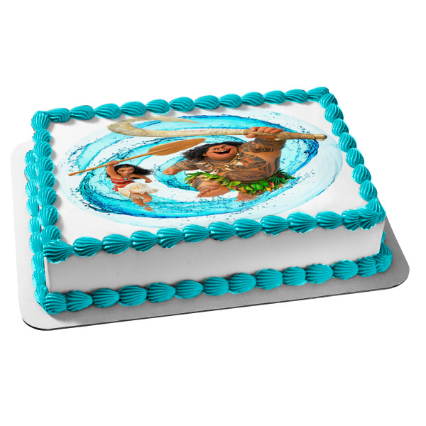 Disney Moana Maui Water Swirl Background Edible Cake Topper Image ABPID15013