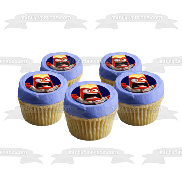 Inside Out Anger Blue Background Edible Cake Topper Image ABPID15019