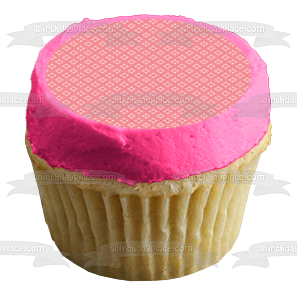 Diagonal Pink Flower Pattern Pink Background Edible Cake Topper Image ABPID13457