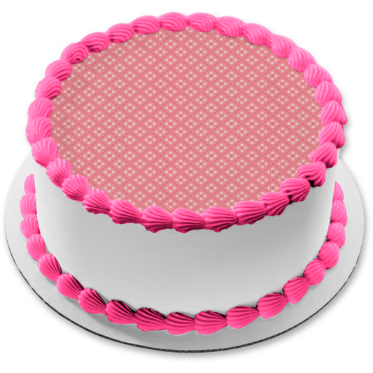 Diagonal Pink Flower Pattern Pink Background Edible Cake Topper Image ABPID13457