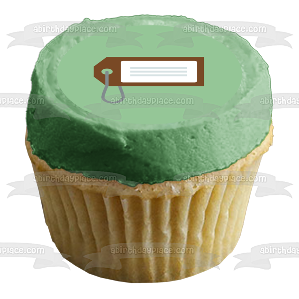 Maleta de dibujos animados Etiqueta de nombre de viaje Fondo azul Imagen de adorno comestible para pastel ABPID15023 