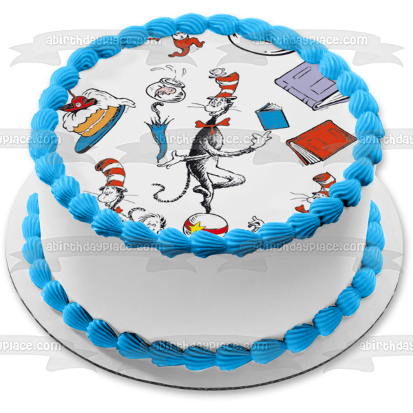 Dr. Seuss Thing 1 Thing 2 The Cat in the Hat Books Fish Edible Cake Topper Image ABPID15051