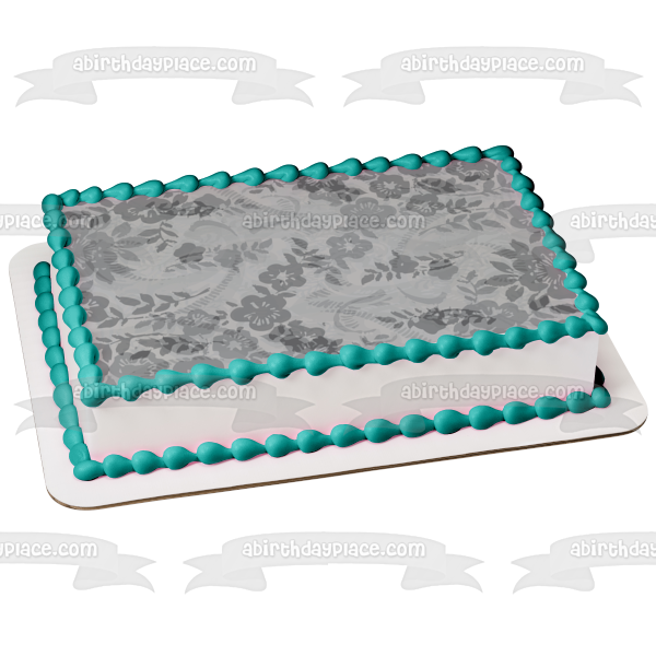 Blue Flowers Pattern Light Blue Background Edible Cake Topper Image ABPID13476