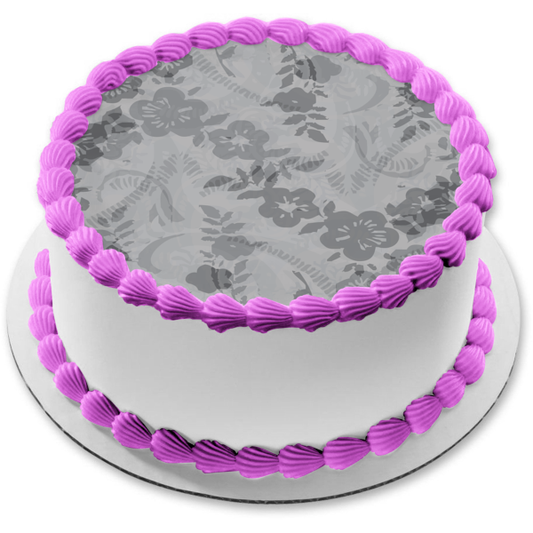 Patrón de flores azules Fondo azul claro Imagen comestible para decoración de tarta ABPID13476 