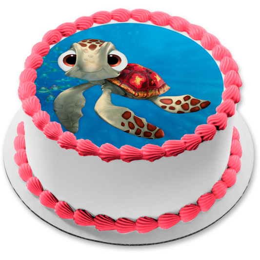 Disney Finding Nemo Squirt Turtle Ocean Background Edible Cake Topper Image ABPID15066