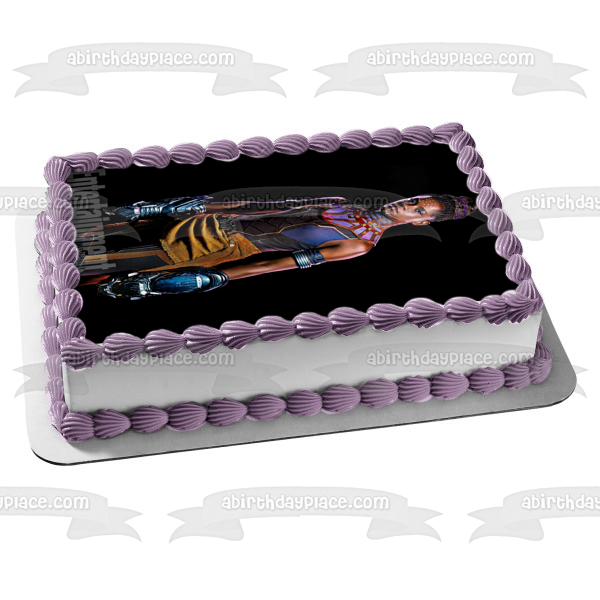 Black Panther Shuri Black Background Edible Cake Topper Image ABPID15068