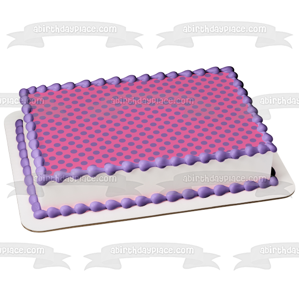 Purple Polka Dots Pattern Pink Background Edible Cake Topper Image ABPID13489
