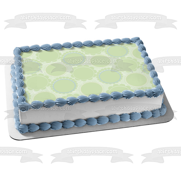Green Flowers Pattern Grey Background Edible Cake Topper Image ABPID13496