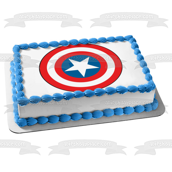 Marvel Avengers Captain America Sheild Logo Edible Cake Topper Image ABPID15102