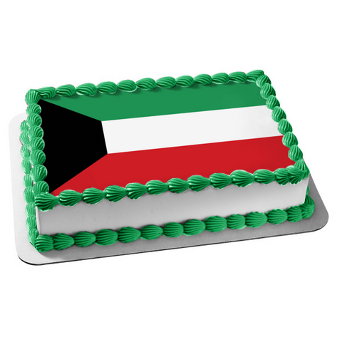 Flag of Kuwait Green White Red Black Edible Cake Topper Image ABPID13497