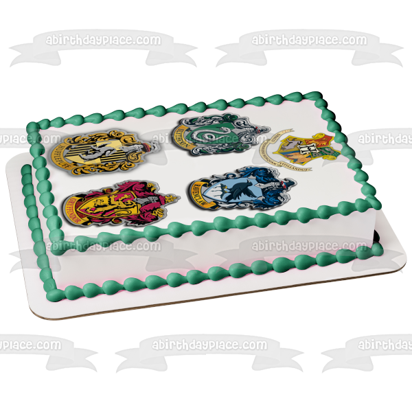 Harry Potter House Shields Slytherin Ravenclaw Hufflepuff Gryffindor Edible Cake Topper Image ABPID15301