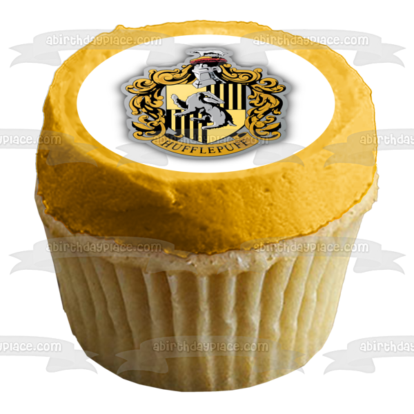 Harry Potter Hogwarts Hufflepuff Crest Edible Cake Topper Image ABPID15311