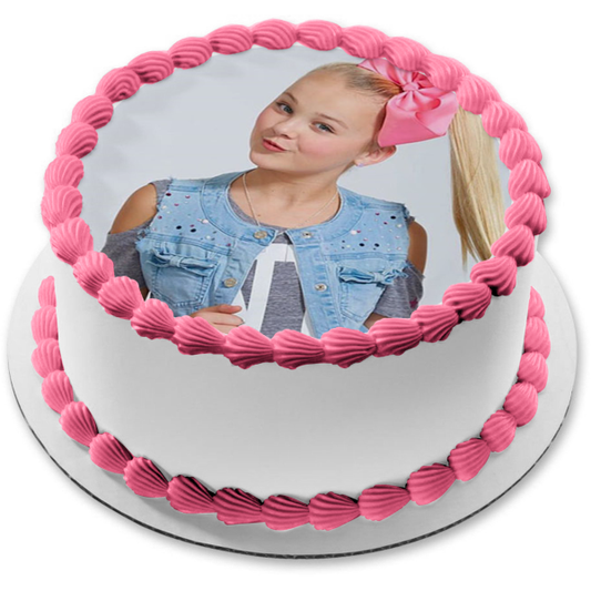 Jojo Siwa Joelle Joanie Siwa Pink Hairbow Edible Cake Topper Image ABPID15132