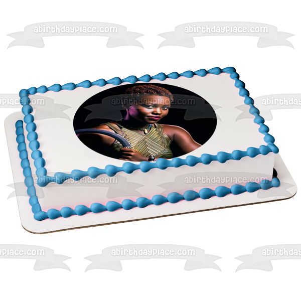 Black Panther Nakia Black Background Edible Cake Topper Image ABPID15376