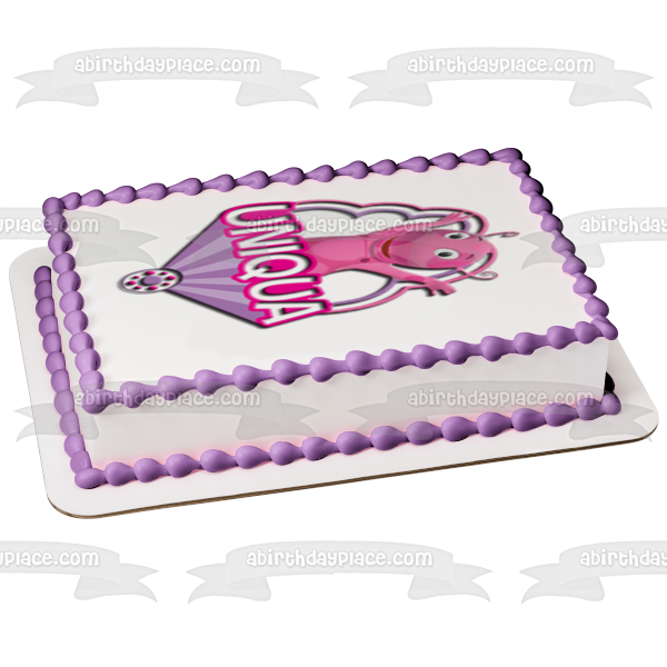 Backyardigans Uniqua Waving Pink Purple Edible Cake Topper Image ABPID15398