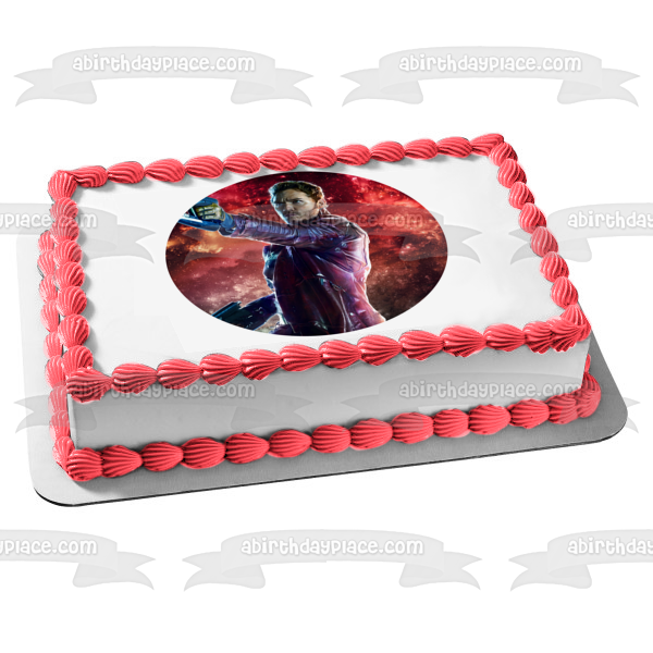 Guardians of Galaxy Gamora Star-Lord Shooting Edible Cake Topper Image ABPID15407